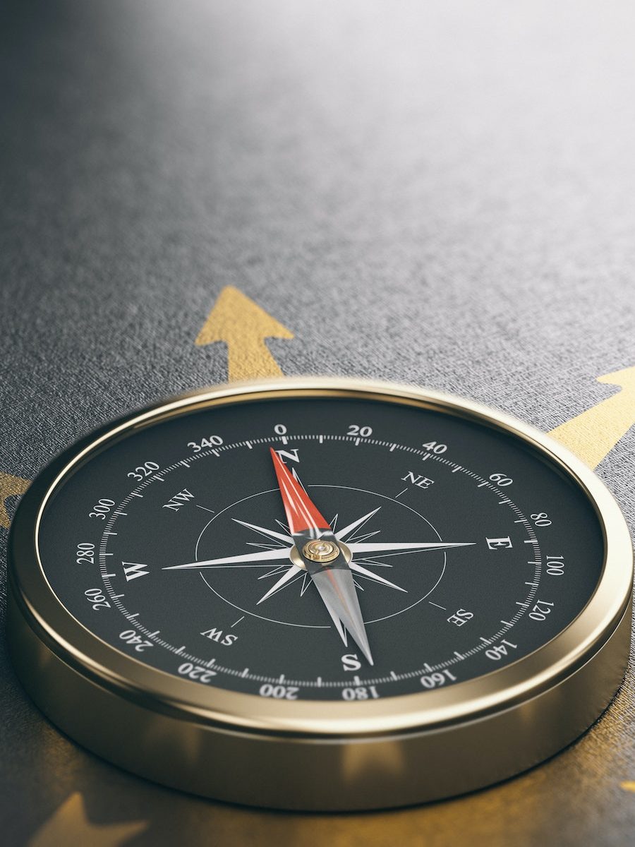 Compass for Business Orientation or Professional Guidance. Decision Help